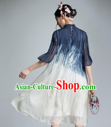 Traditional Ancient Chinese Young Women Cheongsam Dress Republic of China Tangsuit Stand Collar Blouse Dress Tang Suit Clothing