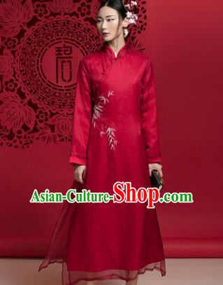 Traditional Ancient Chinese Young Women Cheongsam Dress Republic of China Tangsuit Stand Collar Blouse Dress Tang Suit Clothing