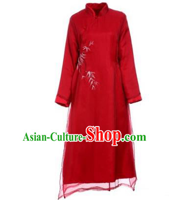 Traditional Ancient Chinese Young Women Cheongsam Dress Republic of China Tangsuit Stand Collar Blouse Dress Tang Suit Clothing