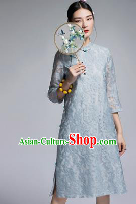 Traditional Ancient Chinese Young Women Cheongsam Dress Republic of China Tangsuit Stand Collar Blouse Dress Tang Suit Clothing