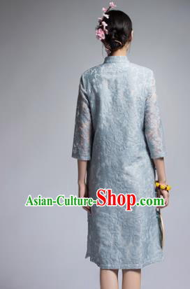 Traditional Ancient Chinese Young Women Cheongsam Dress Republic of China Tangsuit Stand Collar Blouse Dress Tang Suit Clothing