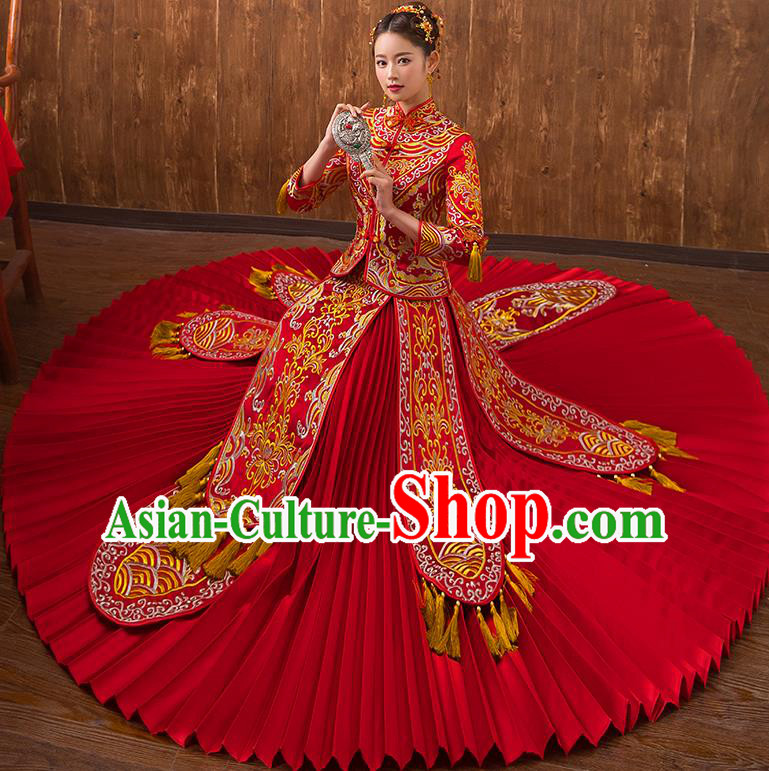 Traditional Chinese Wedding Costumes Traditional Xiuhe Suits Ancient Chinese bridal Full Dress