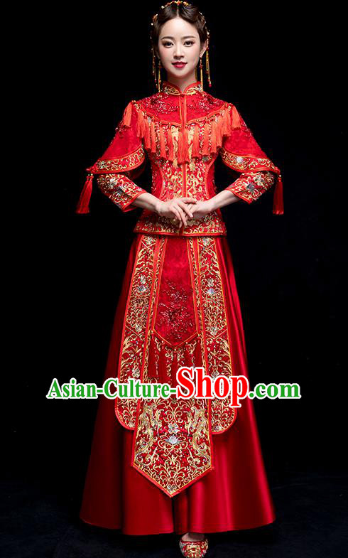 Traditional Chinese Wedding Costumes Traditional Xiuhe Suits Ancient Chinese bridal Full Dress