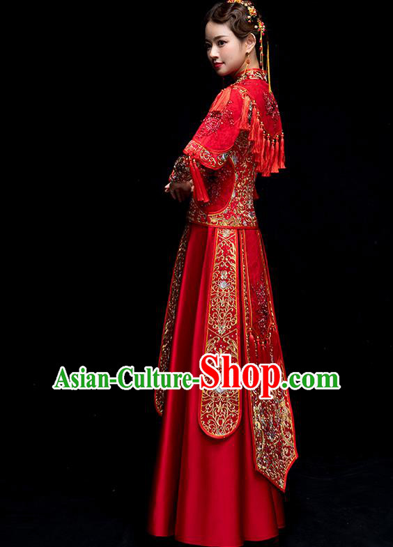 Traditional Chinese Wedding Costumes Traditional Xiuhe Suits Ancient Chinese bridal Full Dress