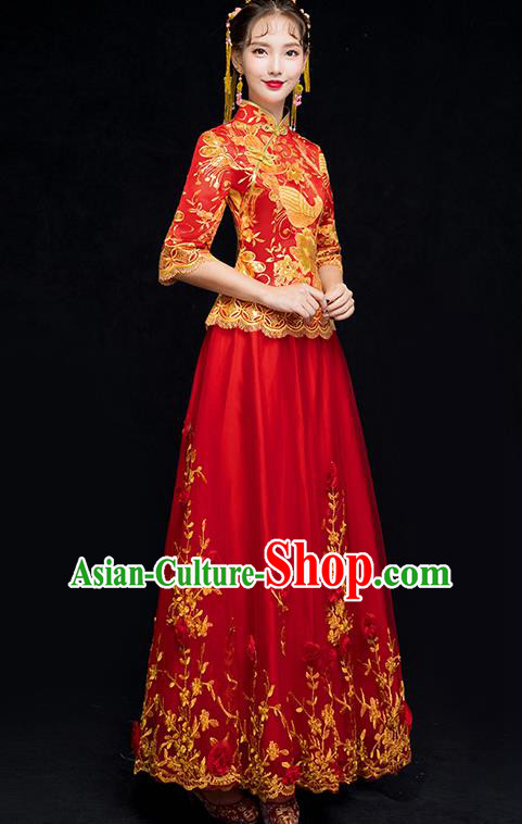 Traditional Chinese Wedding Costumes Traditional Xiuhe Suits Ancient Chinese bridal Full Dress