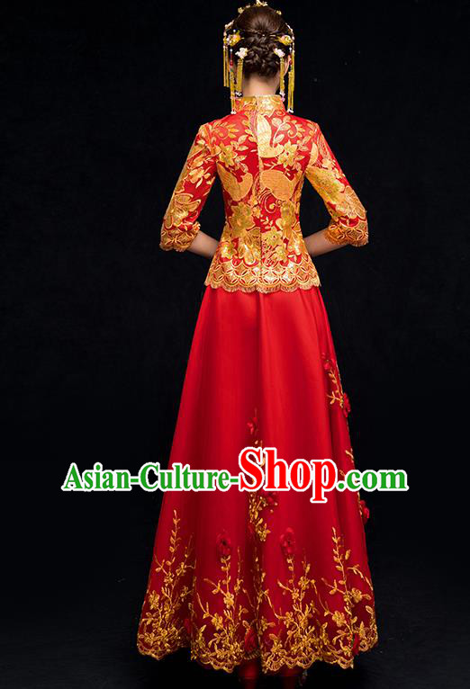 Traditional Chinese Wedding Costumes Traditional Xiuhe Suits Ancient Chinese bridal Full Dress
