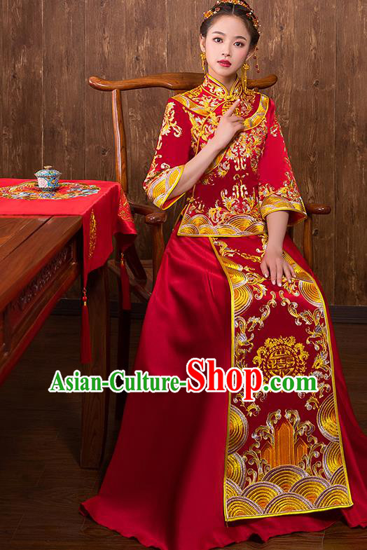 Traditional Chinese Wedding Costumes Traditional Xiuhe Suits Ancient Chinese bridal Full Dress