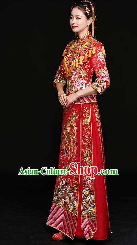 Traditional Chinese Wedding Costumes Traditional Xiuhe Suits Ancient Chinese bridal Full Dress