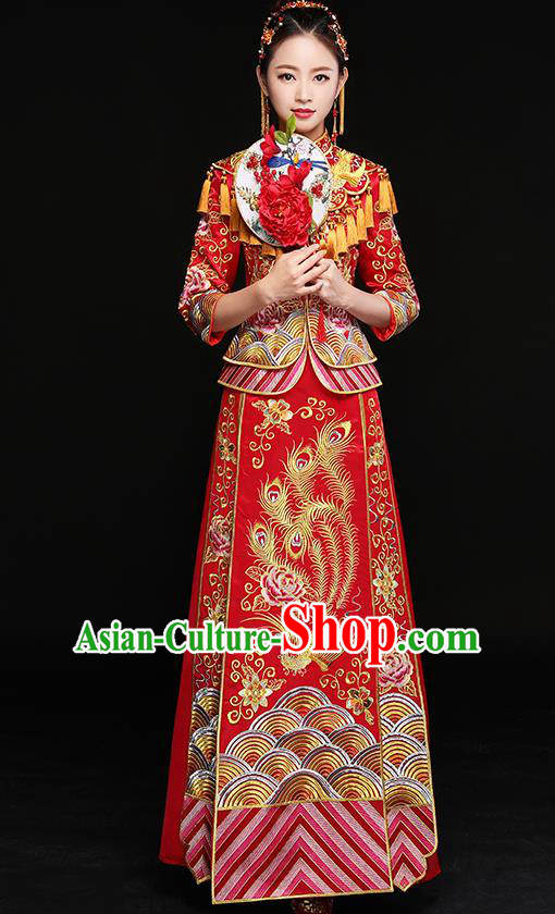 Traditional Chinese Wedding Costumes Traditional Xiuhe Suits Ancient Chinese bridal Full Dress