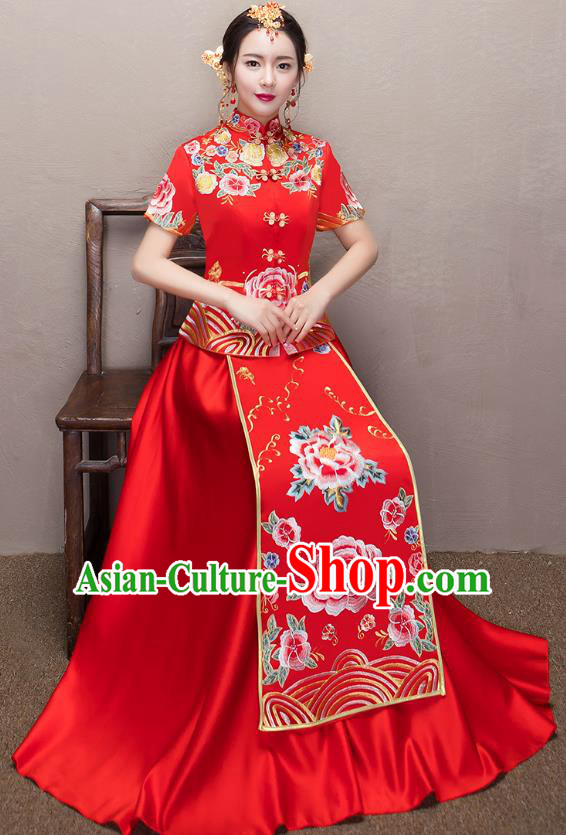 Traditional Chinese Wedding Costumes Traditional Xiuhe Suits Ancient Chinese bridal Full Dress