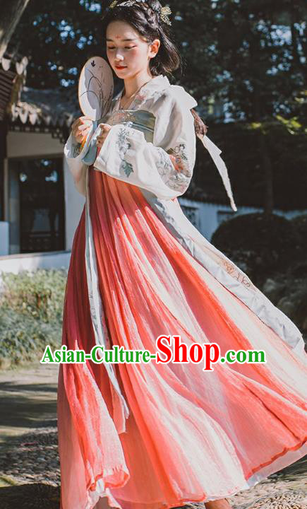 Chinese Ancient Drama Princess Embroidered Hanfu Dress Tang Dynasty Palace Lady Clothing for Women