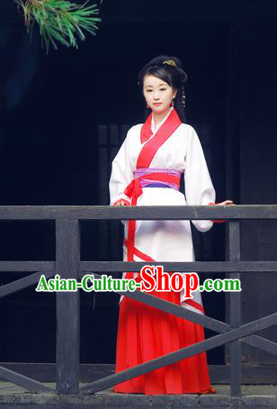 Chinese Ancient Drama Han Dynasty Swordswoman Embroidered Hanfu Dress for Women