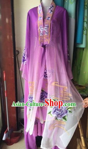 Chinese Traditional Peking Opera Nobility Lady Purple Dress Beijing Opera Diva Costumes for Adults