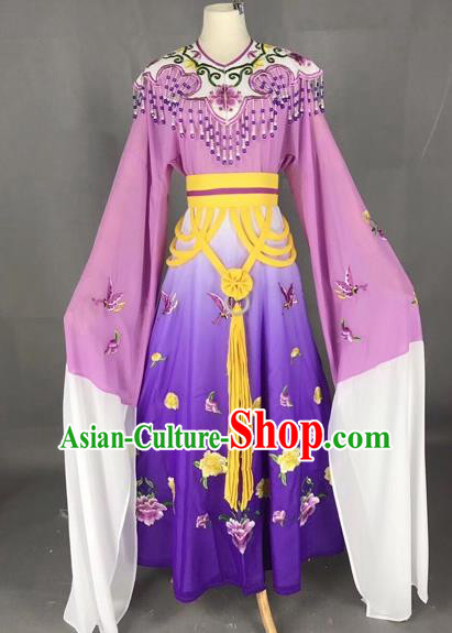 Chinese Traditional Beijing Opera Palace Princess Purple Dress Peking Opera Diva Costumes for Adults