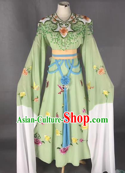 Chinese Peking Opera Diva Green Dress Traditional Beijing Opera Rich Lady Embroidered Costumes for Adults