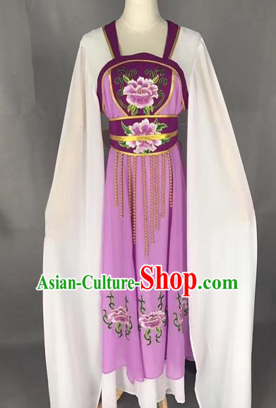 Traditional Chinese Peking Opera Maidservants Costume Beijing Opera Fairy Purple Dress for Adults