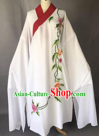 Chinese Traditional Beijing Opera Scholar White Robe Peking Opera Niche Costume for Adults