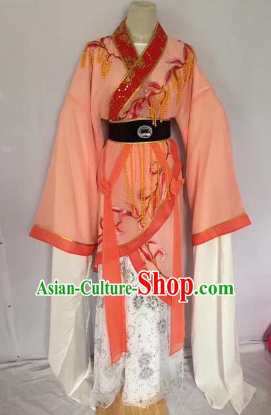 Chinese Ancient Peking Opera Princess Embroidered Orange Dress Traditional Beijing Opera Diva Costumes for Adults