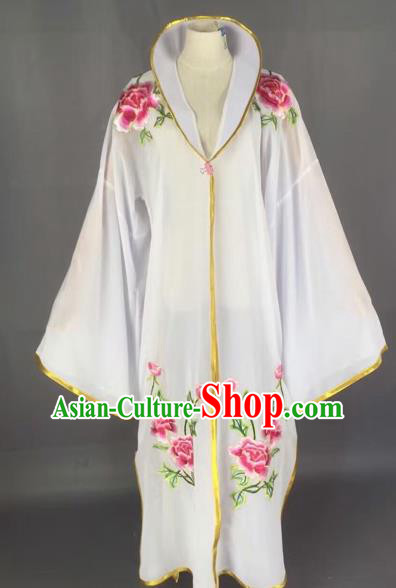 Traditional Chinese Peking Opera Diva Costume Beijing Opera Embroidered White Cloak for Adults
