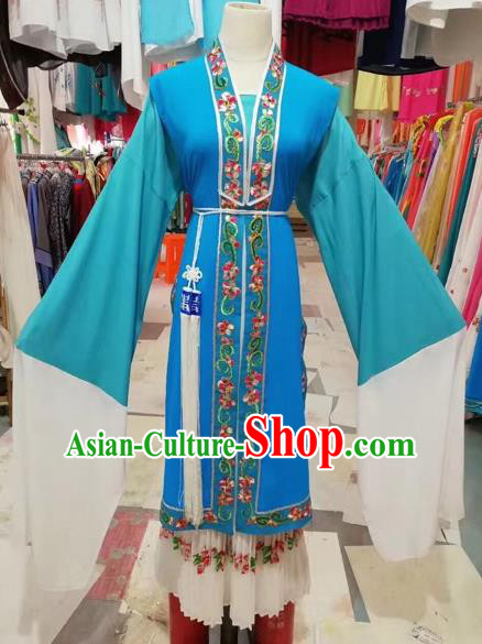Chinese Huangmei Opera Rich Women Blue Dress Traditional Beijing Opera Diva Costume for Adults