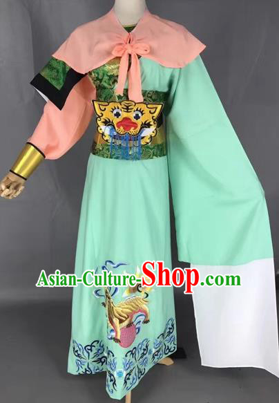 Chinese Beijing Opera General Green Clothing Traditional Peking Opera Prince Costume for Adults