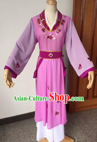 Chinese Beijing Opera Young Lady Purple Dress Ancient Maidservants Costume for Adults