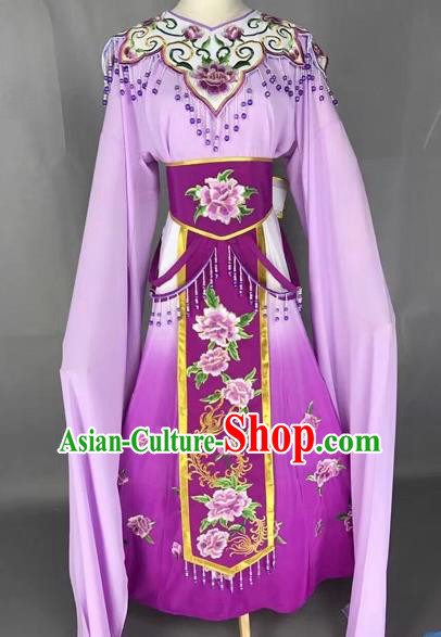 Chinese Shaoxing Opera Princess Purple Embroidered Dress Traditional Beijing Opera Diva Costume for Adults
