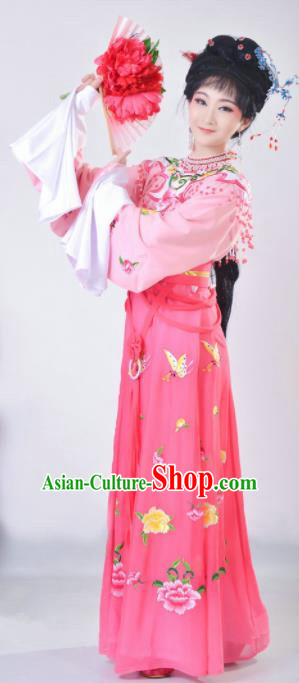 Chinese Traditional Beijing Opera Actress Pink Dress Ancient Palace Princess Costume for Adults