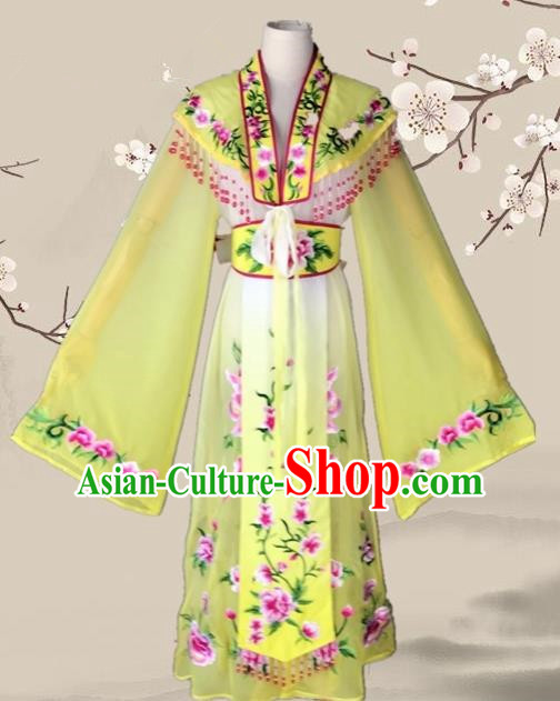 Chinese Ancient Palace Princess Costume Traditional Beijing Opera Actress Yellow Dress for Adults
