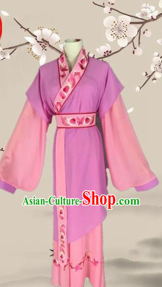 Chinese Ancient Servant Girl Purple Clothing Traditional Beijing Opera Young Lady Costume for Adults