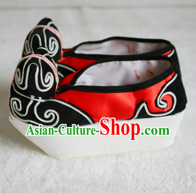 Chinese Traditional Beijing Opera Niche Red Shoes Beijing Opera Cloth Shoes for Men