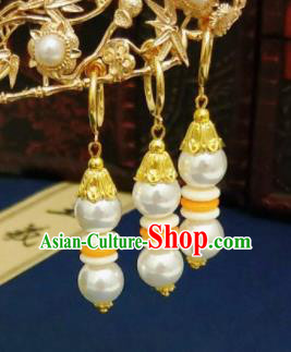 Chinese Ancient Three Strings Earrings Qing Dynasty Manchu Palace Lady Ear Accessories for Women