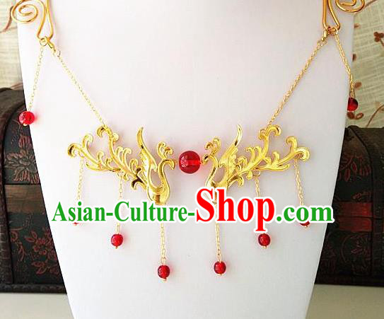 Top Grade Chinese Wedding Accessories Golden Phoenix Hanfu Necklace for Women