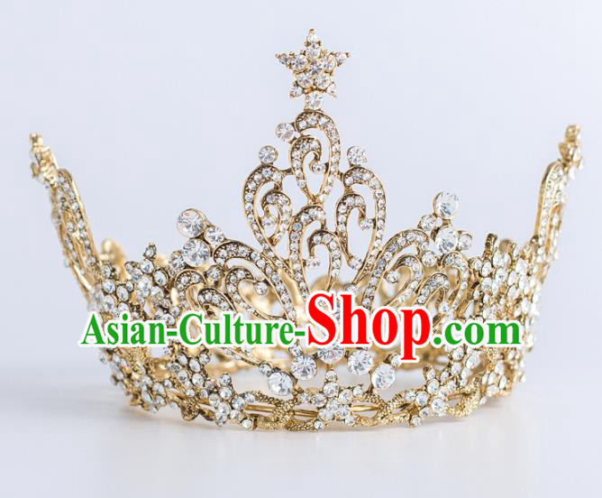 Top Grade Wedding Hair Accessories Bride Retro Golden Royal Crown for Women