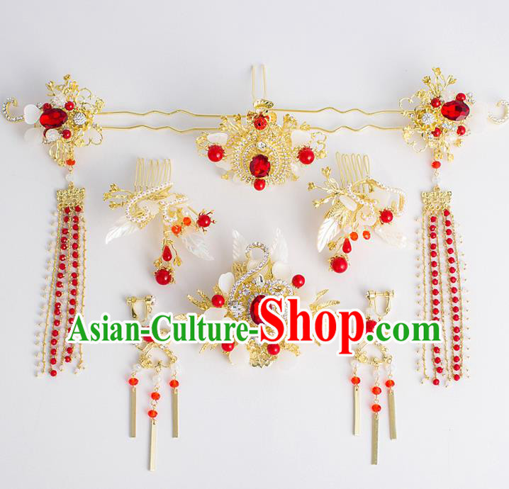 Chinese Traditional Wedding Bride Crystal Hair Clip Ancient Hair Accessories Hairpins for Women