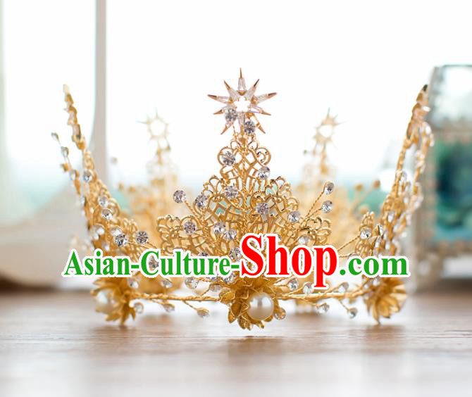 Top Grade Wedding Hair Accessories Baroque Princess Retro Round Crystal Royal Crown for Women