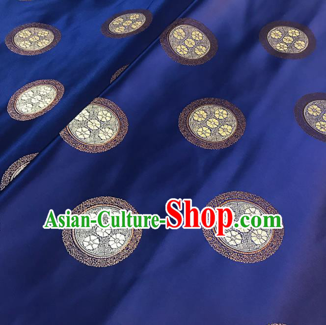 Asian Chinese Traditional Royal Pattern Navy Brocade Fabric Silk Fabric Chinese Fabric Material