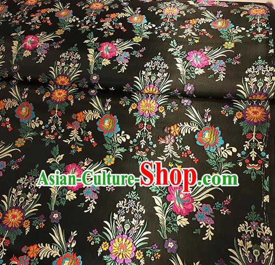 Asian Black Brocade Chinese Traditional Begonia Pattern Fabric Silk Fabric Chinese Fabric Material