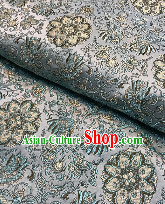 Asian Chinese Traditional Pattern Blue Brocade Fabric Silk Fabric Chinese Fabric Material