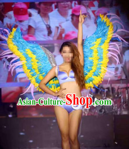 Stage Performance Brazilian Carnival Feather Wings Miami Deluxe Blue Feather Wings for Women