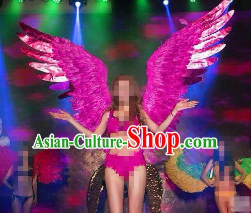 Stage Performance Brazilian Carnival Feather Wings Miami Deluxe Rosy Feather Wings for Women