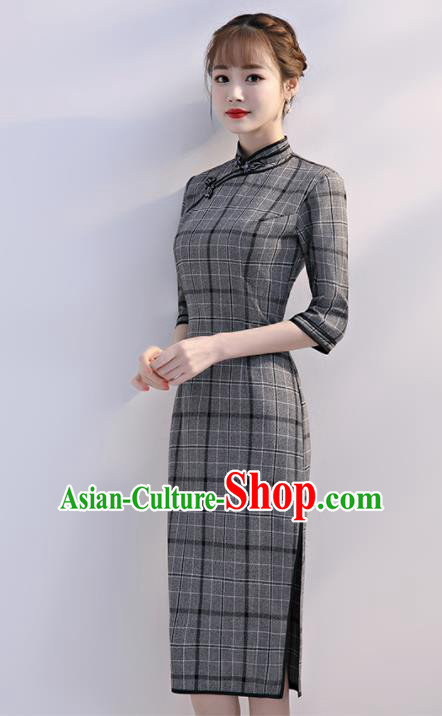 Traditional Ancient Chinese Young Women Cheongsam Dress Republic of China Tangsuit Stand Collar Blouse Dress Tang Suit Clothing