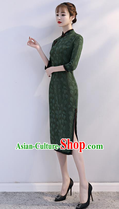 Traditional Ancient Chinese Young Women Cheongsam Dress Republic of China Tangsuit Stand Collar Blouse Dress Tang Suit Clothing