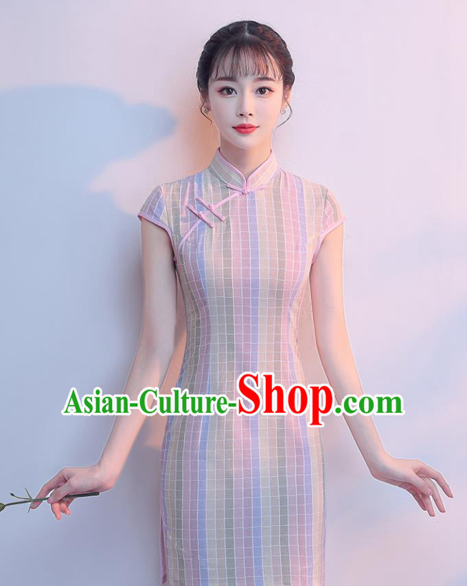 Traditional Ancient Chinese Young Women Cheongsam Dress Republic of China Tangsuit Stand Collar Blouse Dress Tang Suit Clothing