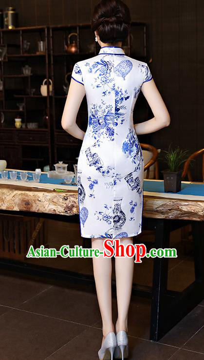 Traditional Ancient Chinese Young Women Cheongsam Dress Republic of China Tangsuit Stand Collar Blouse Dress Tang Suit Clothing