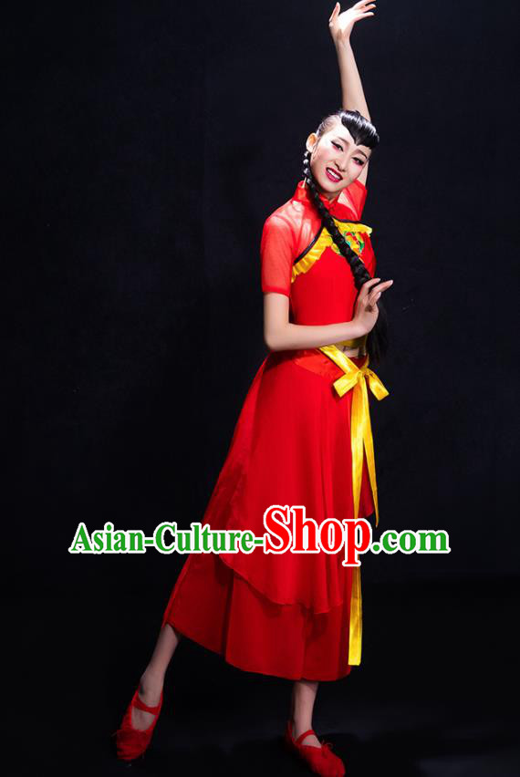 Traditional Chinese Fan Dance Folk Dance Costume Classical Yangko Dance Classical Dance Dress