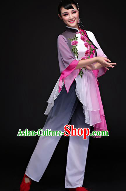 Chinese Traditional Umbrella Dance Folk Dance Clothing Classical Dance Costume for Women