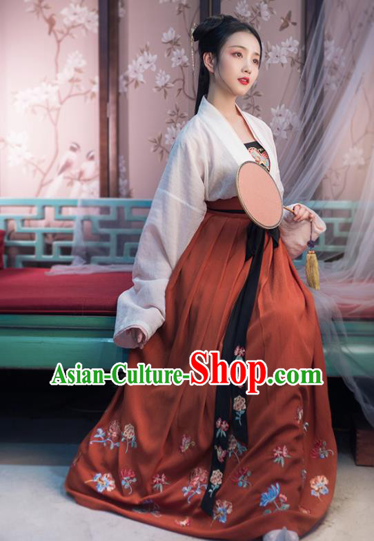 Traditional Chinese Tang Dynasty Princess Costumes Ancient Young Lady Embroidered Hanfu Dress for Women