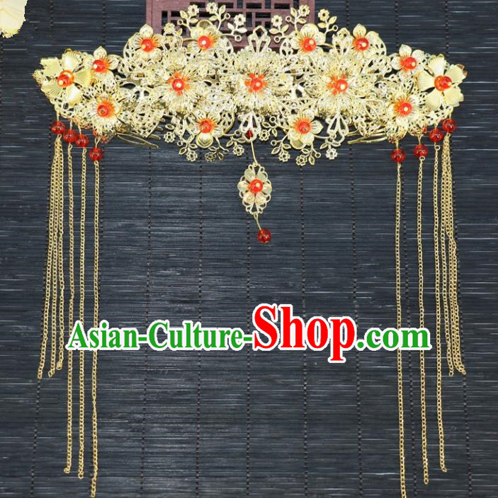 Chinese Traditional Hair Accessories Ancient Hanfu Flowers Phoenix Coronet Hairpins for Women