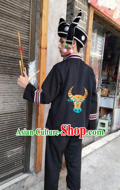 Traditional Chinese Miao Nationality Dance Clothing Hmong Ethnic Minority Costumes and Headwear